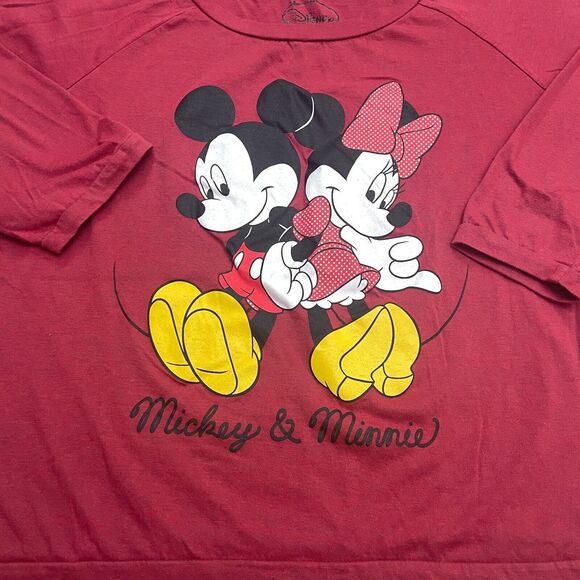 Disney Mickey Minnie Mouse Graphic T-Shirt Womens XXL Red Round Neck Casual Tee - Picture 3 of 9